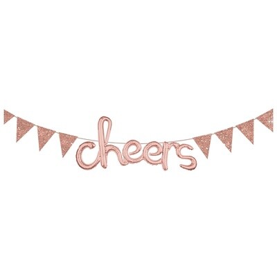 Large Paper Pennant Banner - Sparkle Rose Gold