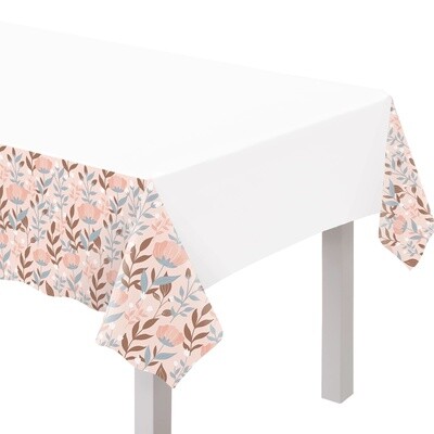 Rose Gold Floral Plastic Table Cover