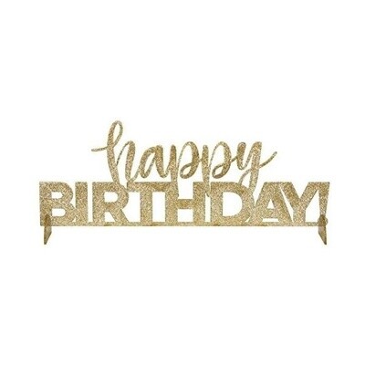 Centerpiece - Glitter Gold Happy Birthday
