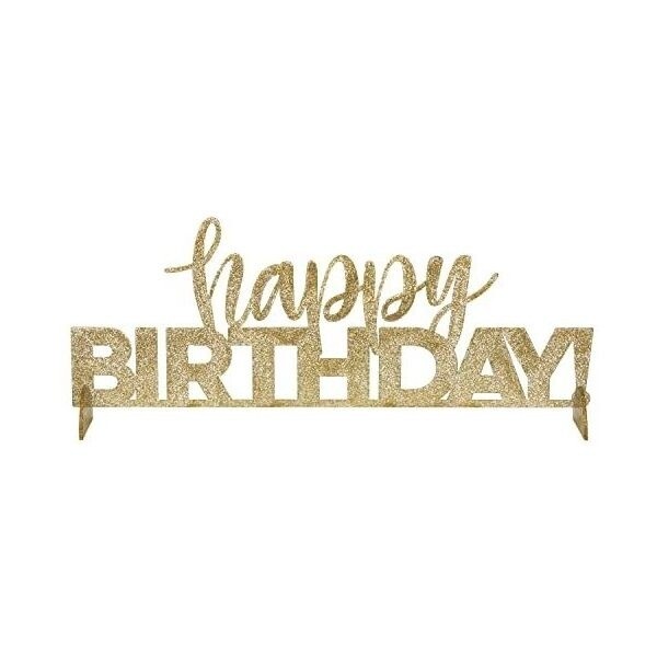 Centerpiece - Glitter Gold Happy Birthday