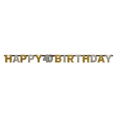 Banner - Sparkling 40th Birthday -2.4m - 1pc