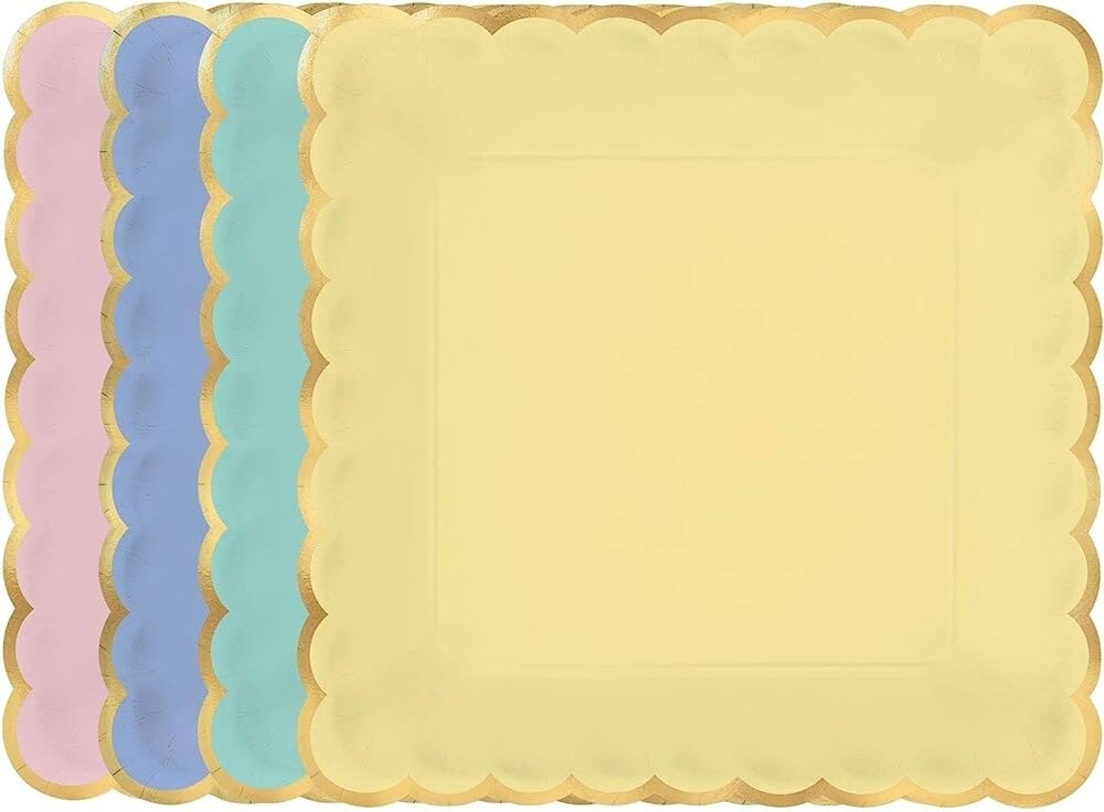 Dinner Paper Plates-Assorted Scalloped-8pcs-10&quot;