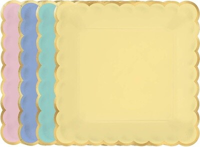 Dinner Paper Plates-Assorted Scalloped-8pcs-10&quot;