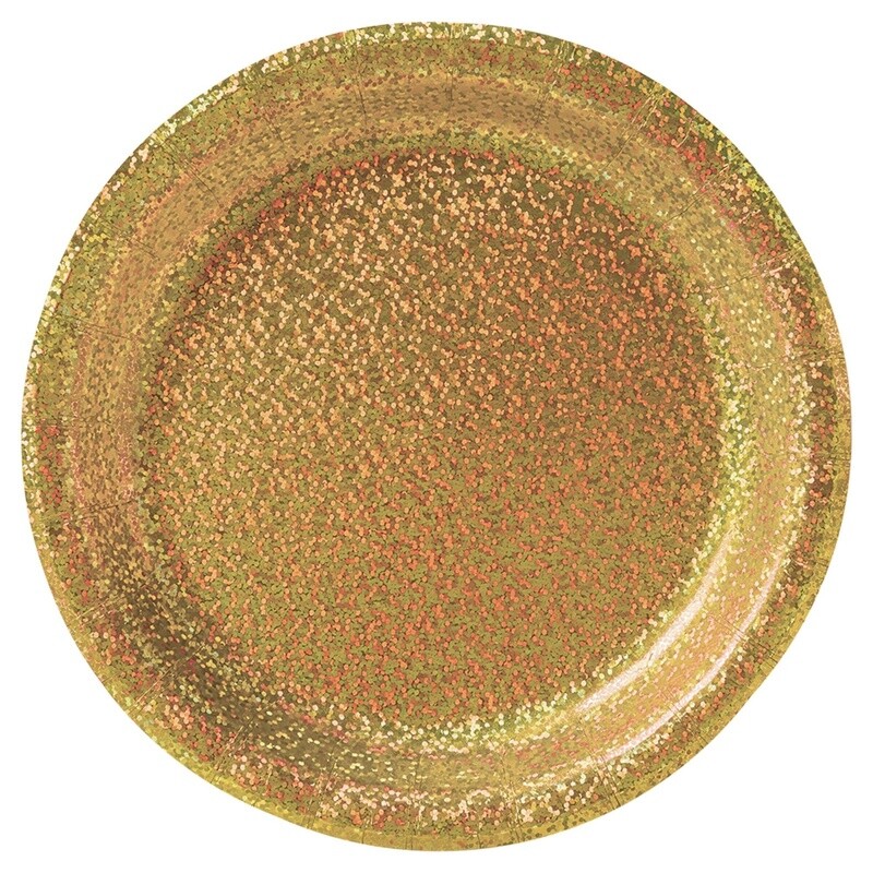 Beverage Paper Plates-Prismatic Gold-8pcs-7&quot;