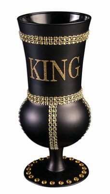Black Glass Goblet w/Gold - King