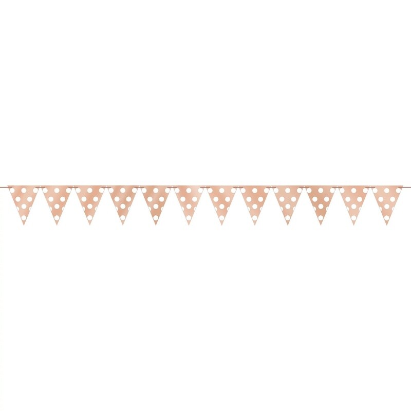 Large Paper Pennant Banner Dots - Rose Gold