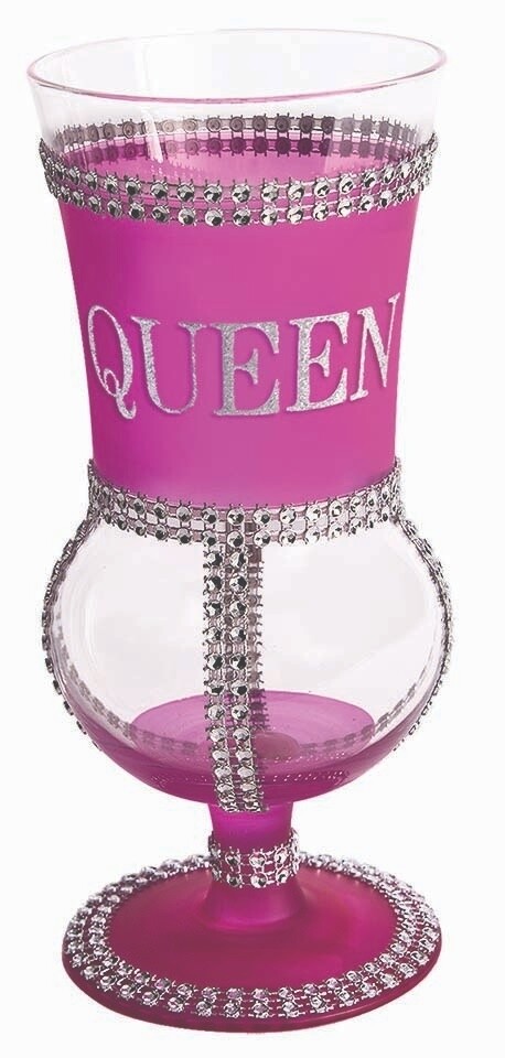 Pink Glass Goblet W/ Silver - Queen