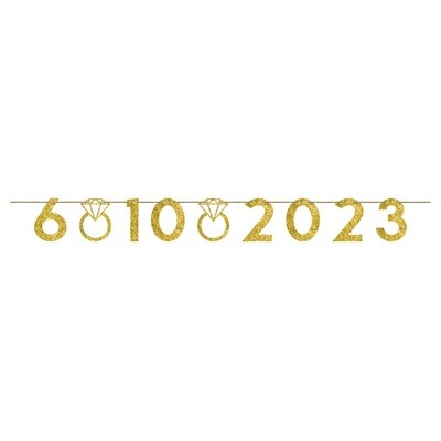 Customizable Number Banner, Gold Glitter