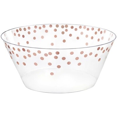 Plastic Serving Bowl Large -Rose Gold Dots