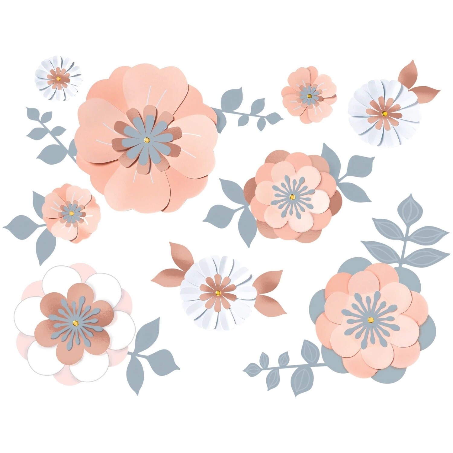 Rose Gold Floral 3D Wall Decoration