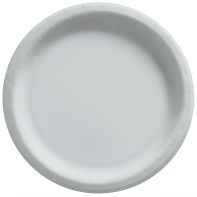 6 3/4" Round Paper Plates, Mid Ct. - Silver