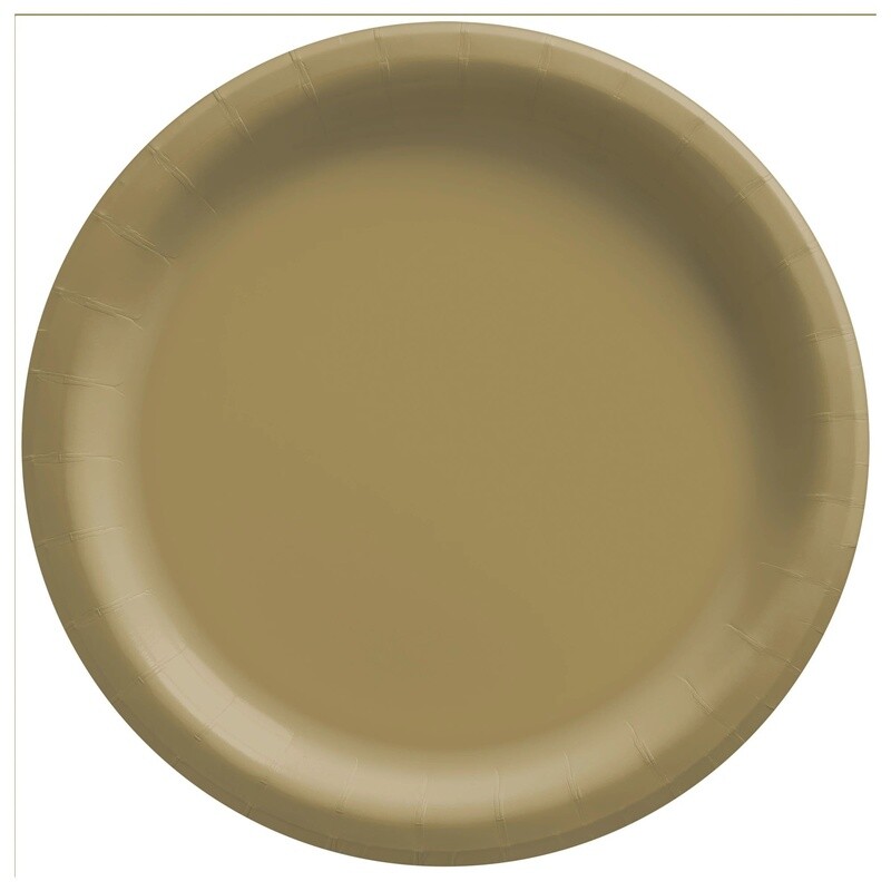 6 3/4&quot; Round Paper Plates - Gold - 20PCS