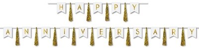 Banner - Happy Anniversary with Tassel - Gold - 6FT & 14FT