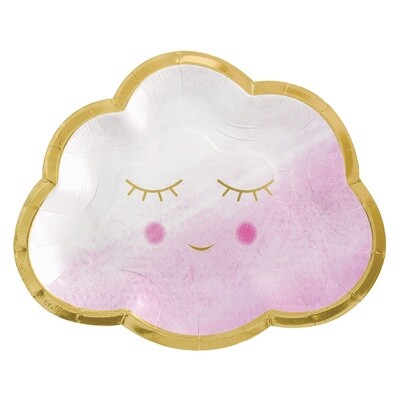 Oh Baby Girl Metallic Shaped Plates, 6 1/2&quot;