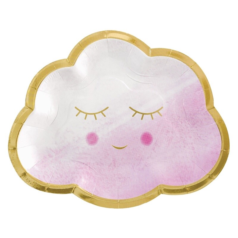 Oh Baby Girl Metallic Shaped Plates, 6 1/2&quot;