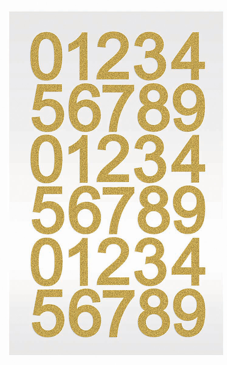 Number Stickers - 1 Sheet Gold