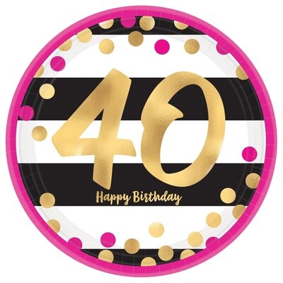 Luncheon Plates- Pink &amp; Gold Milestone 40