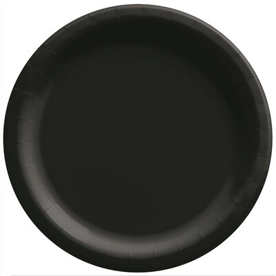 8 1/2" Round Paper Plates, Mid Ct. - Jet Black