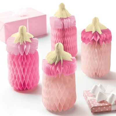 It&#39;s A Girl Baby Bottle Honeycomb Centerpieces