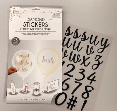 Diamond Stickers - Letters, Numbers & More - Black