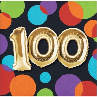 Beverage Napkins-100th Balloon Birthday - Discontinued
