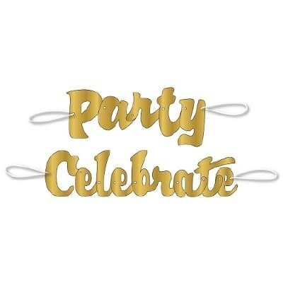 Banner- Celebrate- Party- Gold- 3.05ft