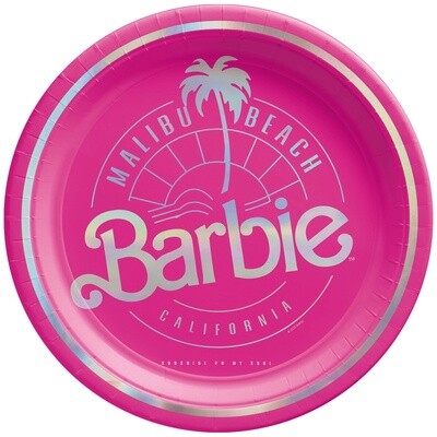 Malibu Barbie 7&quot; Round Metallic Plates