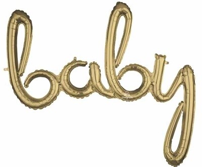 Script Phrase &quot;Baby&quot; White Gold Air Filled