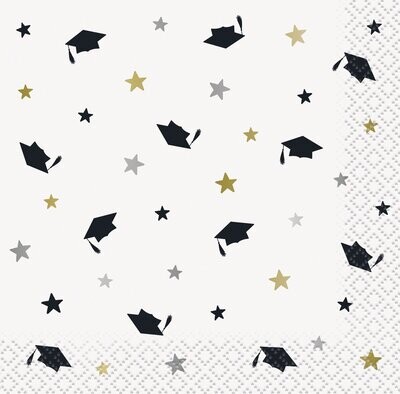 Napkins - Bev - Stars &amp; Caps - Graduation