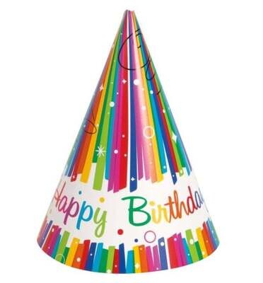 Hats - Rainbow RBN BDAY - 8PCS