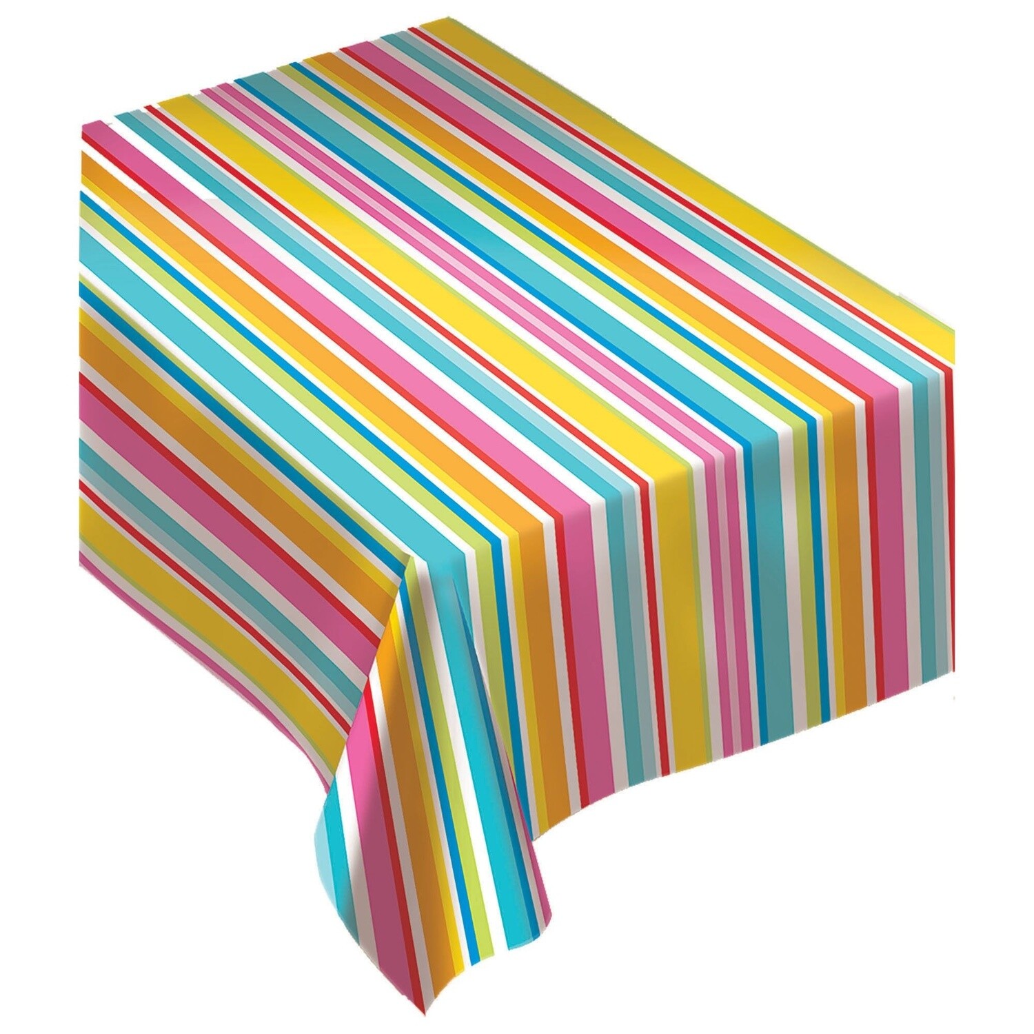 Multi Stripe Border Flannel-Backed Vinyl Table Covers