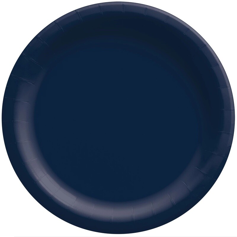 8 1/2&quot; Round Paper Plates, Mid Ct. - True Navy