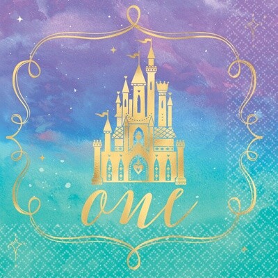 Disney Princess Hot Stamped Beverage Napkins - 1st Birthday