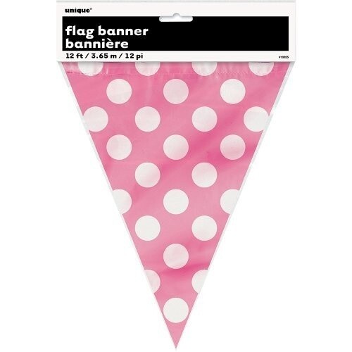 Flag Banner-Hot Pink and White Dots