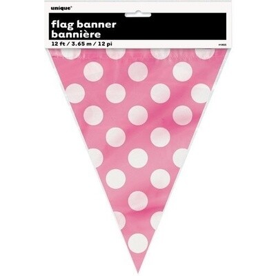 Flag Banner-Hot Pink and White Dots
