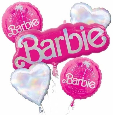 Foil Balloons - Barbie - 5 pk Bouquet