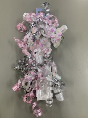 Gift Bow - Pink White Silver Swirl