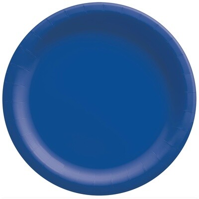 6 3/4" Round Paper Plates, Mid Ct. - Bright Royal Blue