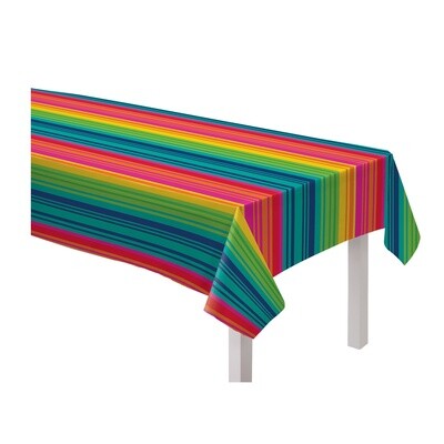 Serape Stripe Flannel-Backed Vinyl Table Cover - 52 X 90