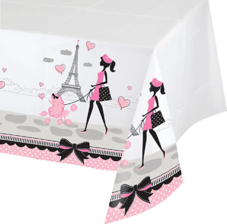 Tablecover - Party In paris (54&quot;x102&quot;) Plastic- Discontinued