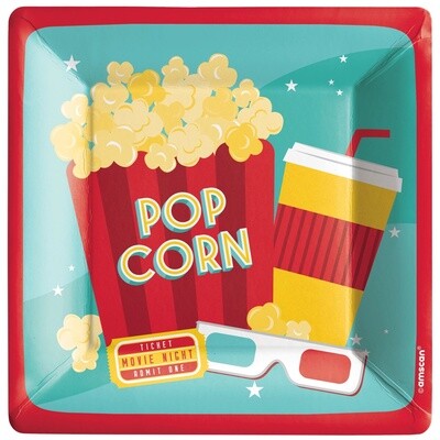 Movie Night Square Plates, 7&quot;