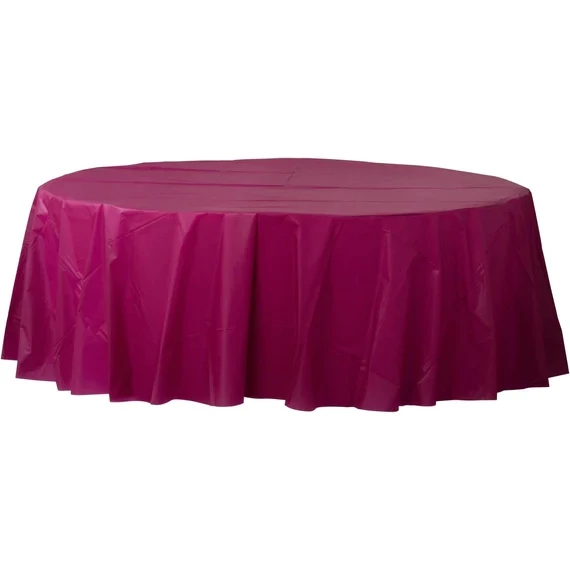 84&quot; Round Plastic Table Cover - Berry