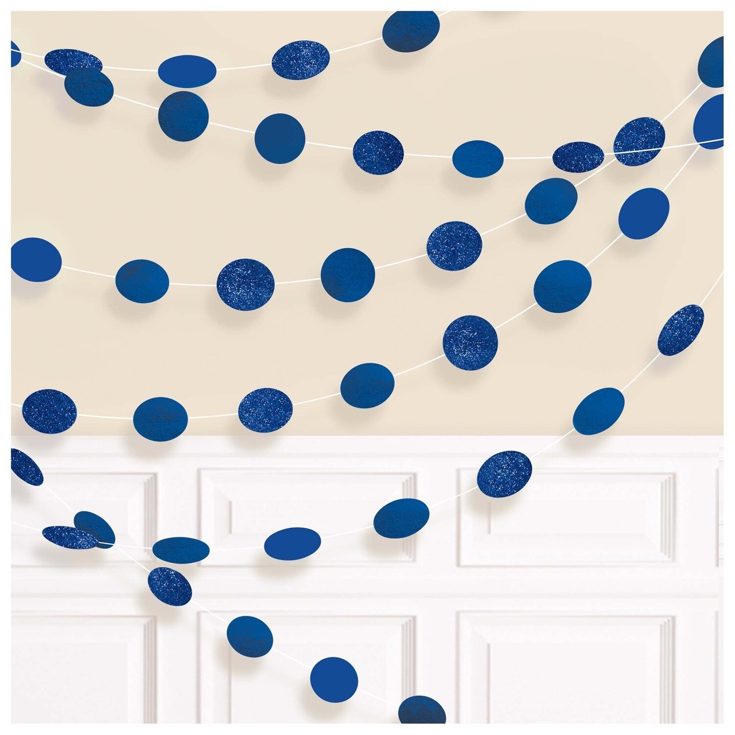 Round Glitter String Decorations - Bright Royal Blue