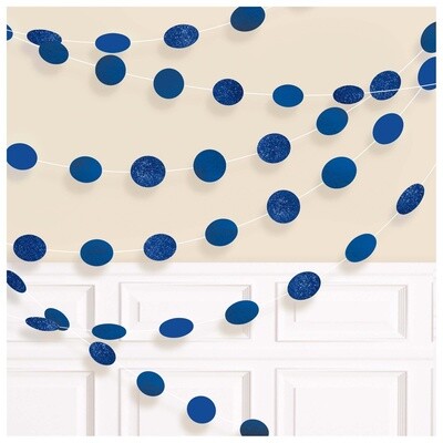 Round Glitter String Decorations - Bright Royal Blue