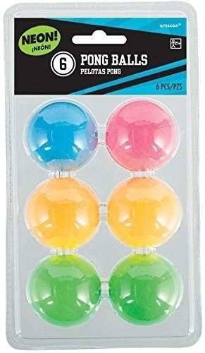 Ping Pong Balls Neon Colors-1.75&#39;&#39;-6 pk