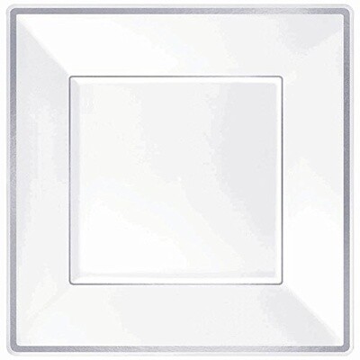 Plates-BEV-Premium-Square-White-W/Silver Border-8pk