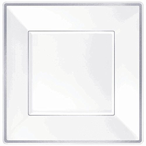 Plates-BEV-Premium-Square-White-W/Silver Border-8pk