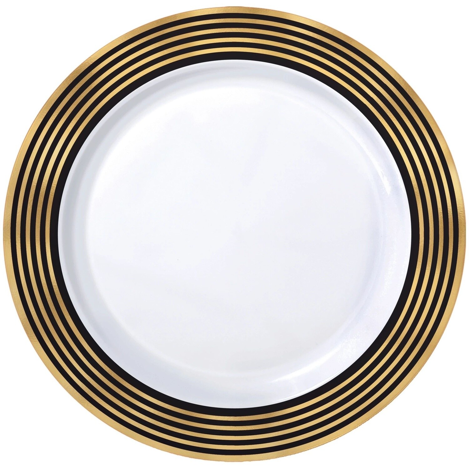 Premium 10 1/4&quot; Hot-Stamped Plastic Plate Gold Stripe