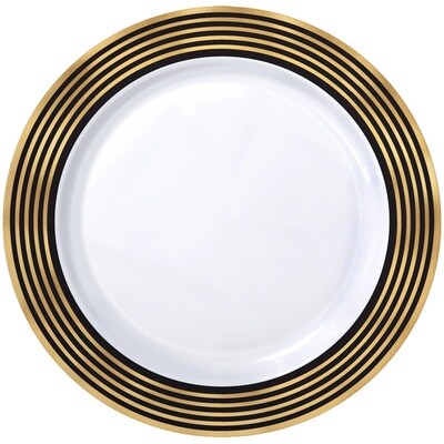 Premium 10 1/4&quot; Hot-Stamped Plastic Plate Gold Stripe