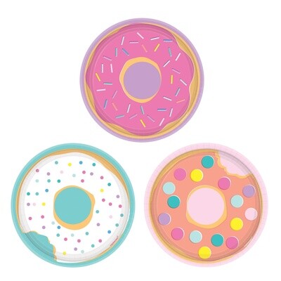 Donut Party Assorted Round Plates, 7&quot;